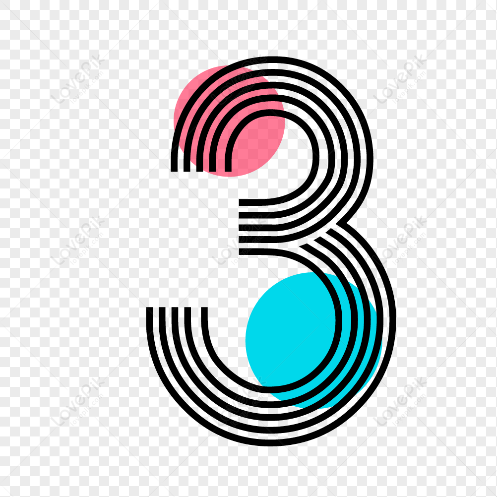 Pink Number 3 Clipart