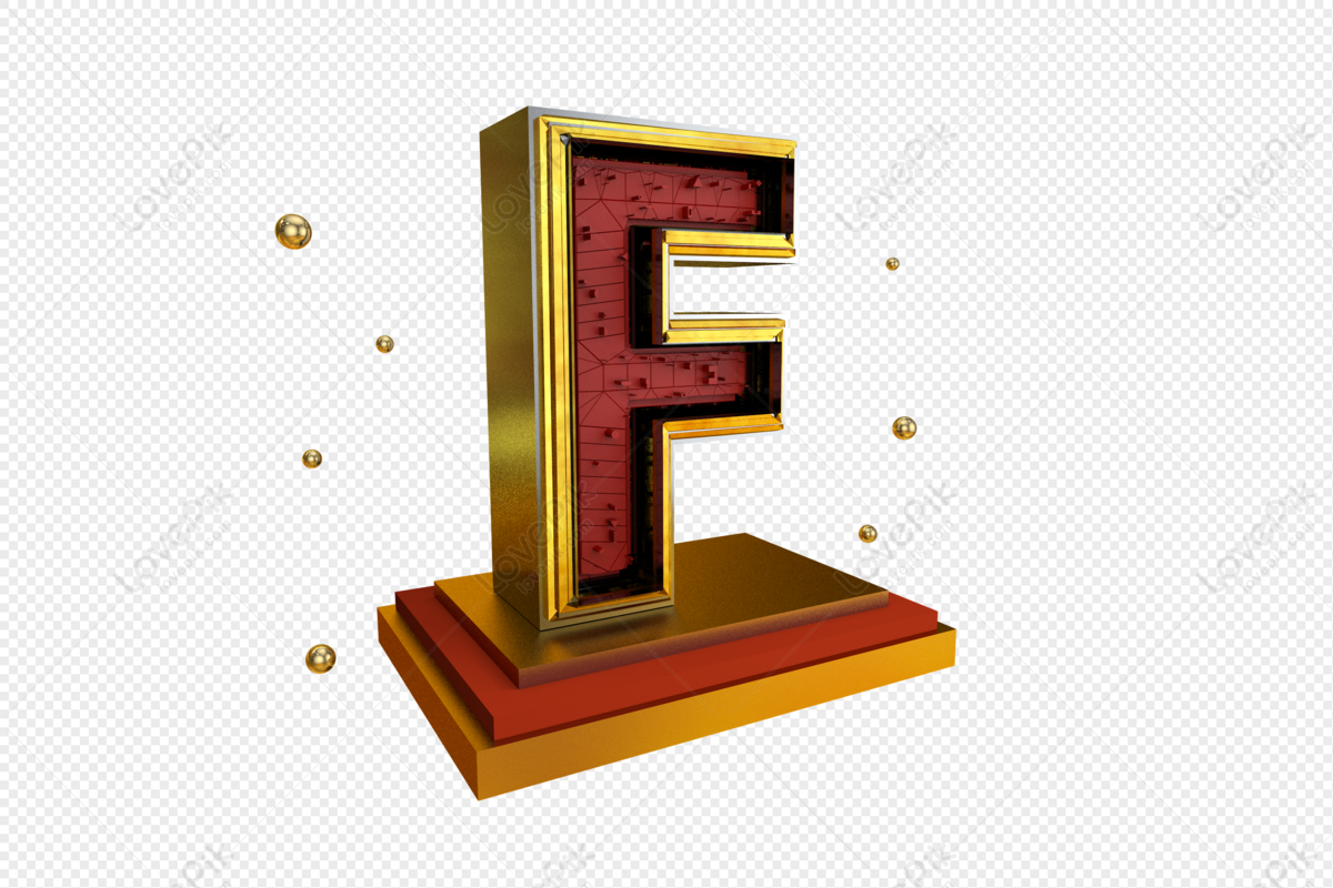 Stereo English Letter F, Letter Red, Golden Letter, Gold Letter PNG White Transparent And...