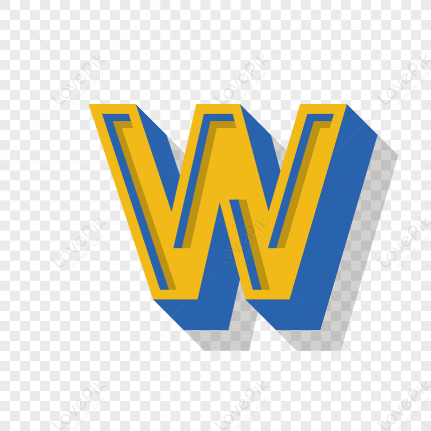Stereo English Letter W, Blue Yellow, Gold Letter, Blue Letter PNG Hd Transparent Image And...