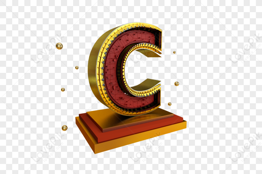 Stereo English Letter C, Letter Red, Art Letter, Gold Letter PNG Transparent Image And Clipart...