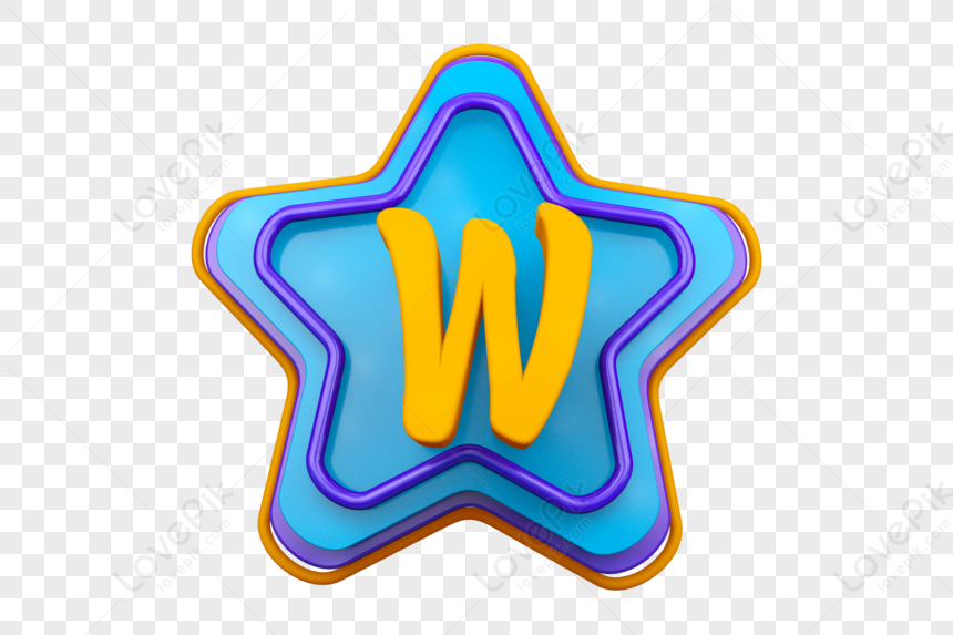 Stereo English Letter W, Cartoon Letter, Art Letter, Blue Letter PNG Transparent Background And...