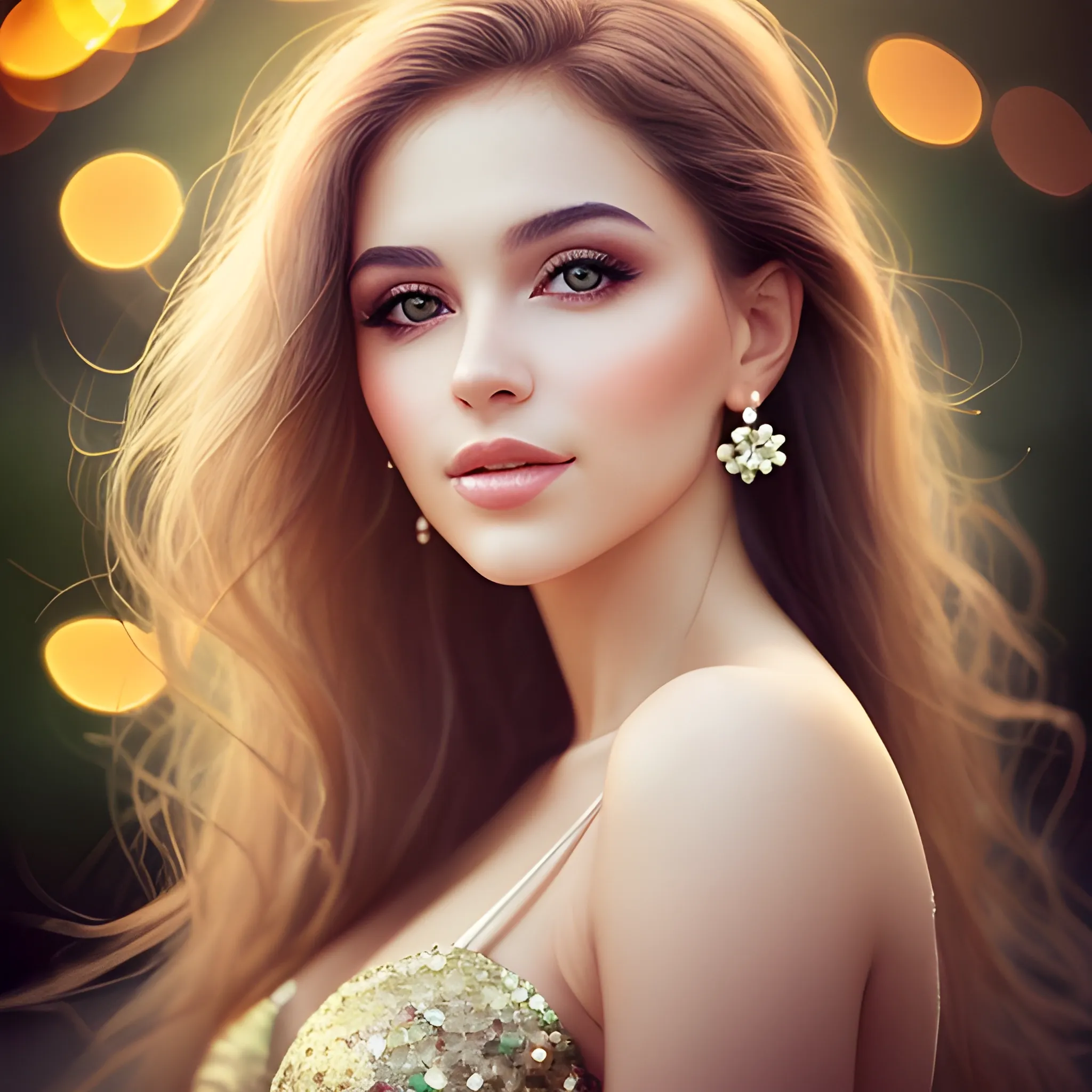 A Stunningly Beautiful Woman With A Bokeh Background That Accent... - Arthub.ai