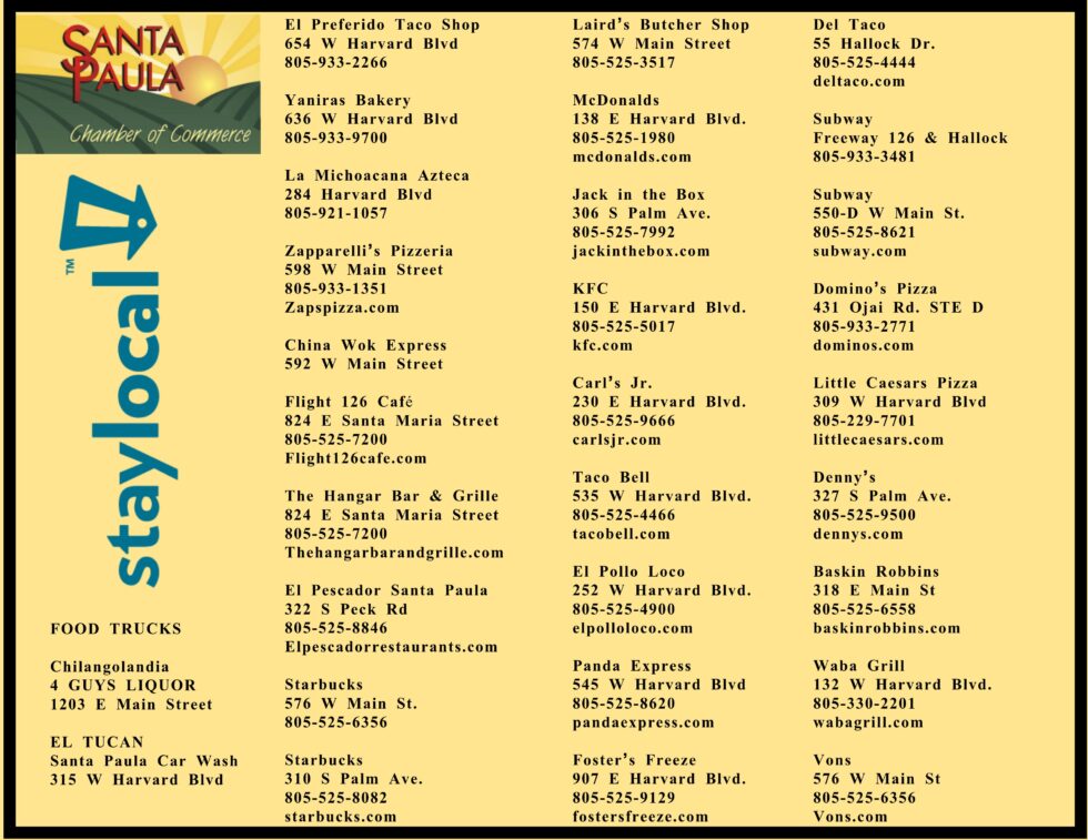Santa Paula Restaurant Information