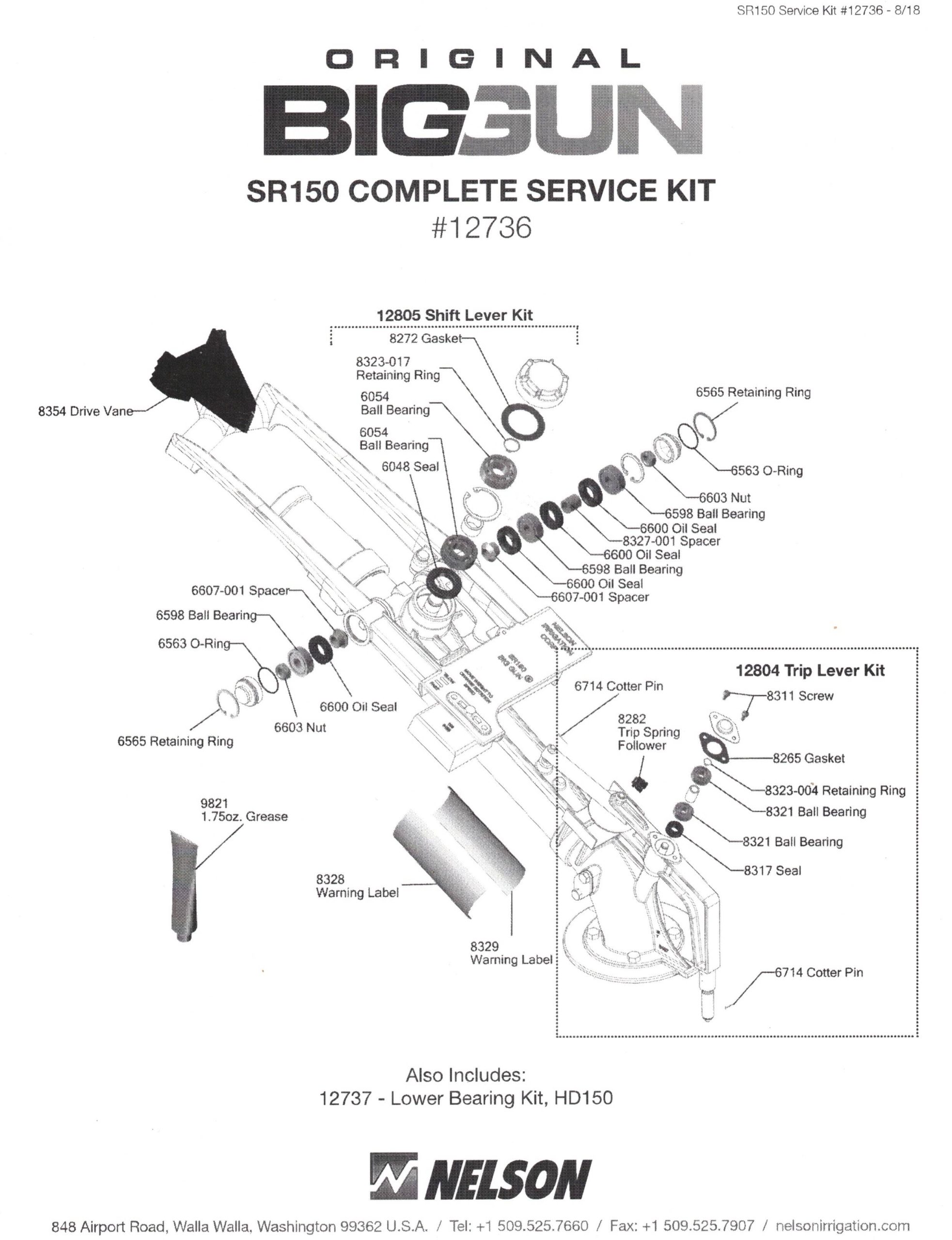 Nelson SR150 Big Gun – Complete Service Kit | IrrigationSupplyParts.com -- Irrigation Fittings ...