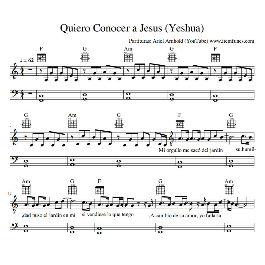 Quiero Conocer A Jesus | Yeshua | Partitura Cristiana Notas Acordes Pdf