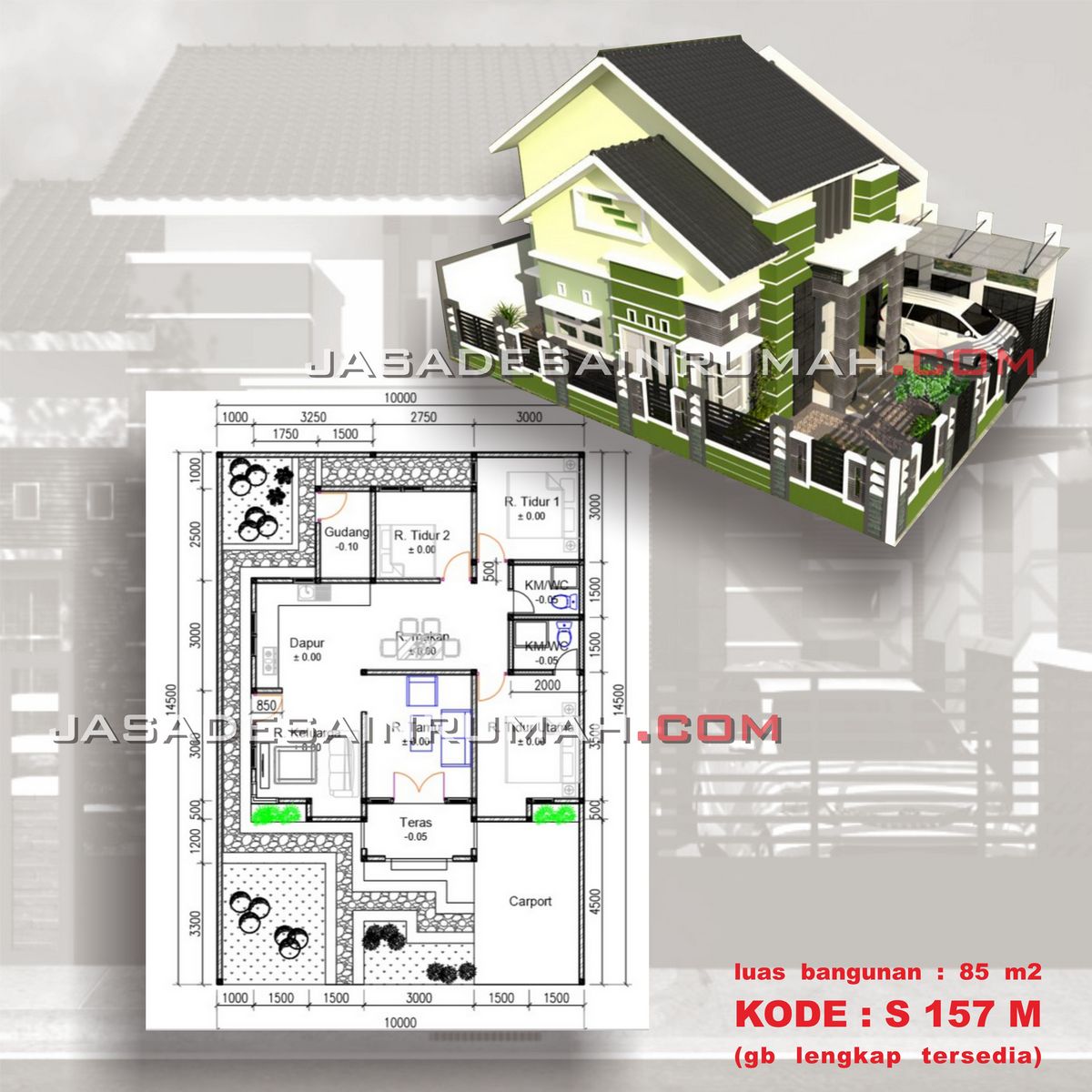 Denah Dan Tampak Rumah Minimalis 1 Lantai