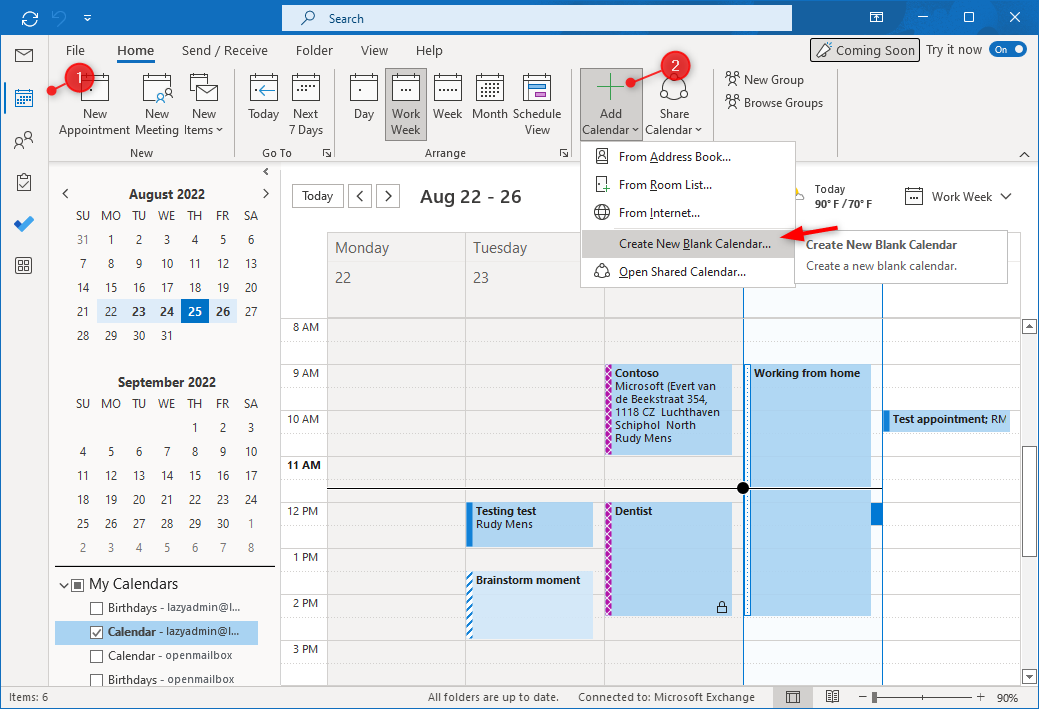 Shared Outlook Calendar Blank