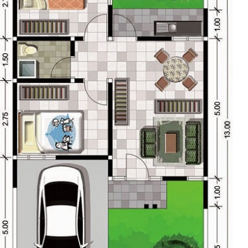 Gambar Denah Rumah Minimalis Ukuran 6x10 Terbaru