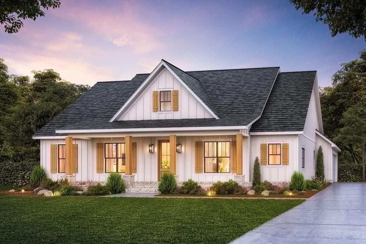 Single Story Modern Farmhouse with 4 Bedrooms (House Plan)