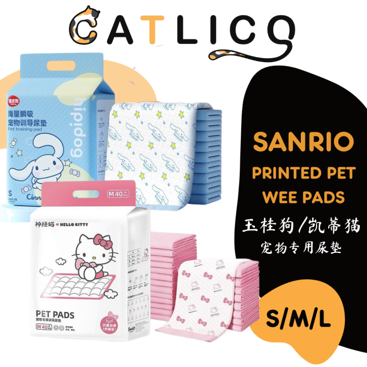 [CATLICO] Sanrio Printed Pet Wee Pads For Cats and Dogs Cinnamoroll Hello Kitty Training Pads ...