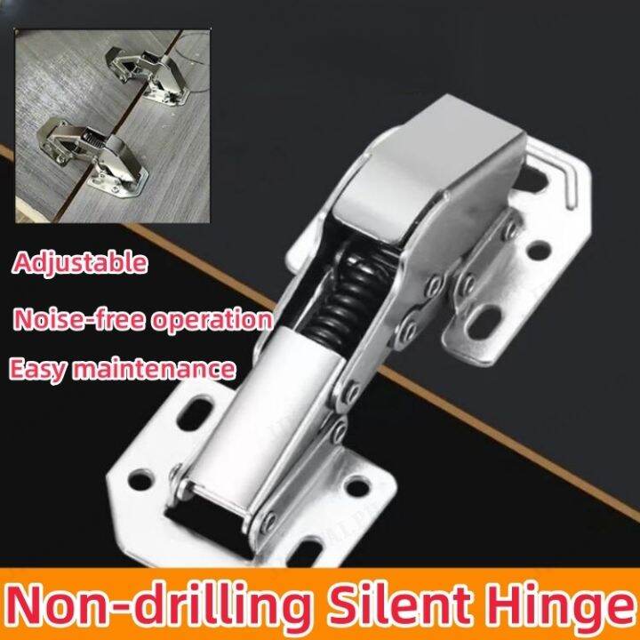 Jiketai Non-drilling Silent Hinge Repair Kit Cabinet Soft-Closing Hinge Full Overlay Hinge...