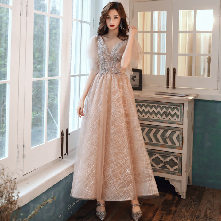 EAGLELY Luxury Elegant Classy Bling Bling Sequins Glitter Champagne Evening Dresses Dinner Party...