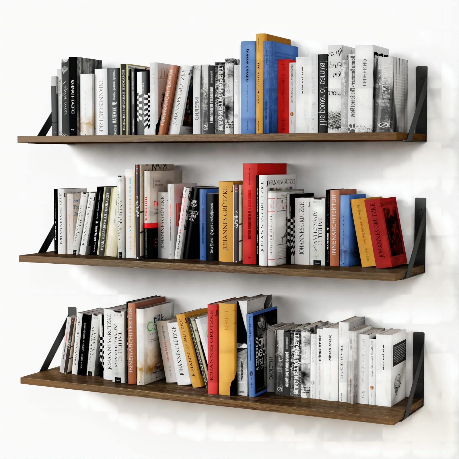 Amazon.com: Forbena Floating Book Shelves For Wall Set Of 3, 36 Inches Long Wall Bookshelf For ...