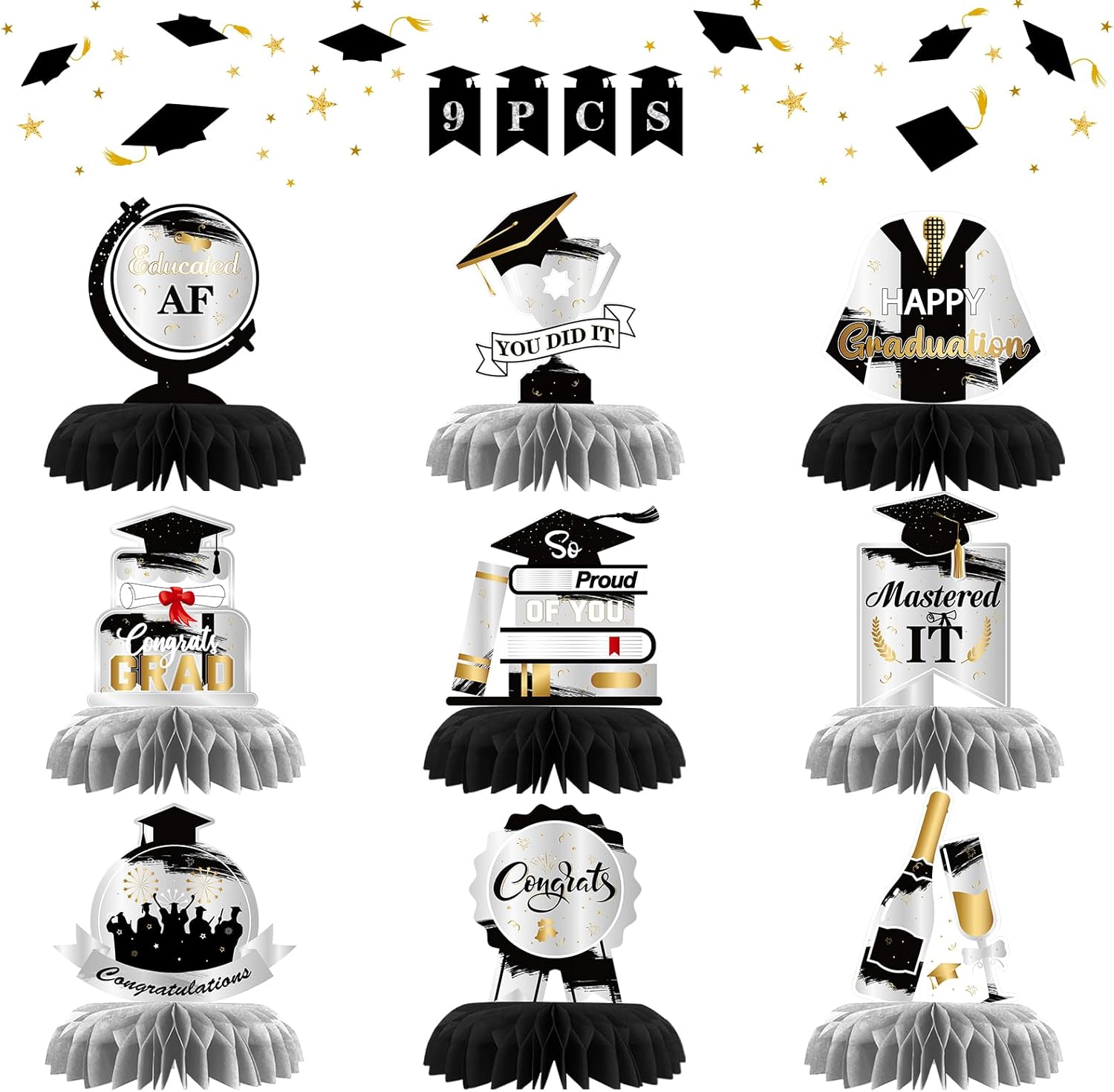 Amazon.com: INNORU Congrats Grad Graduation Decorations Mastered It Table Honeycomb Centerpieces ...
