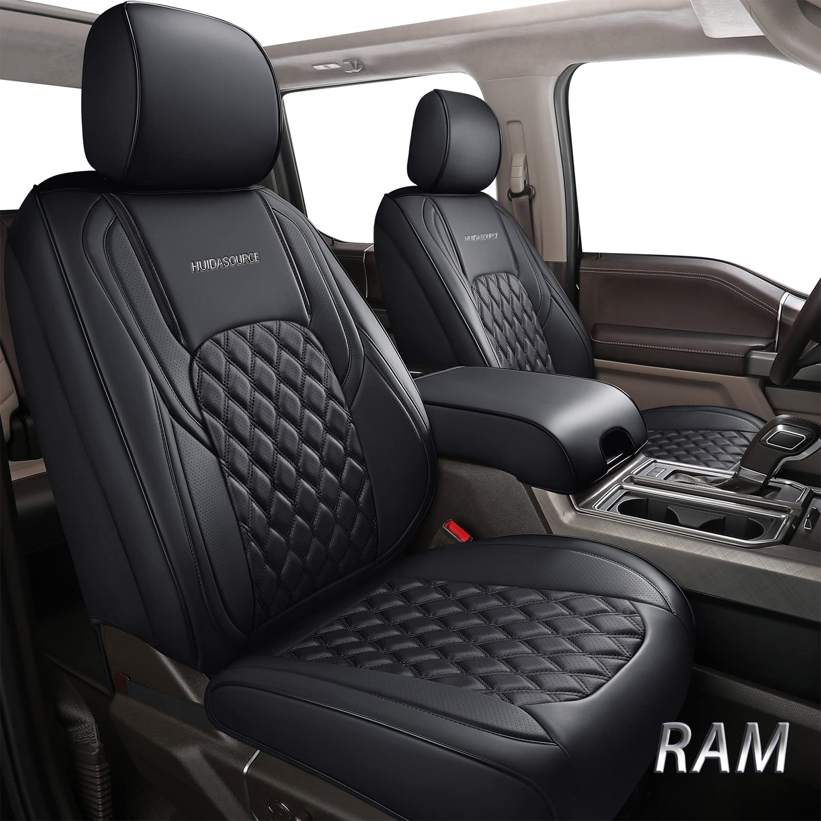Huidasource Dodge Ram Seat Covers, Front & Rear Pickup Truck Seat Covers, Full Coverage Leather ...