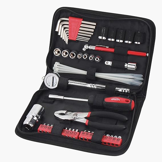 Amazon.com: Apollo Tools DT9774 SAE Auto Tool Kit With Zippered Case, 56-Piece, Red : Automotive