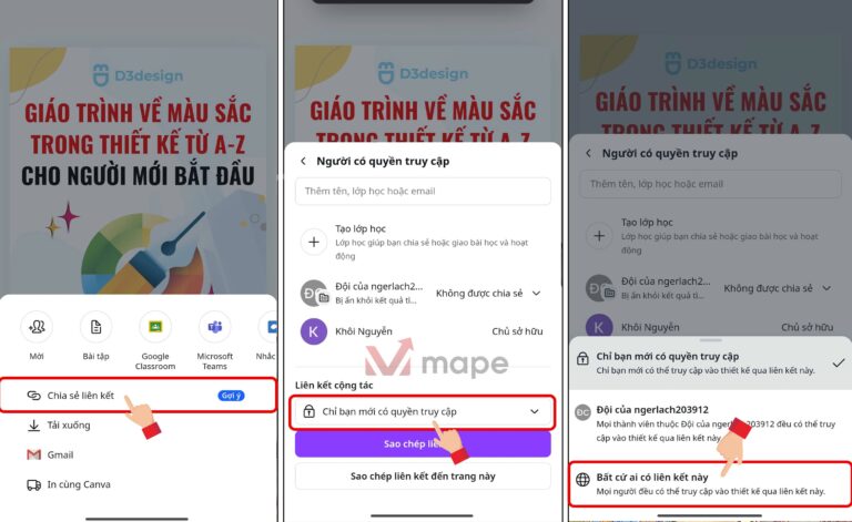 Cách Chia Sẻ Quyền Thiết Kế Trên Canva - Mape Academy