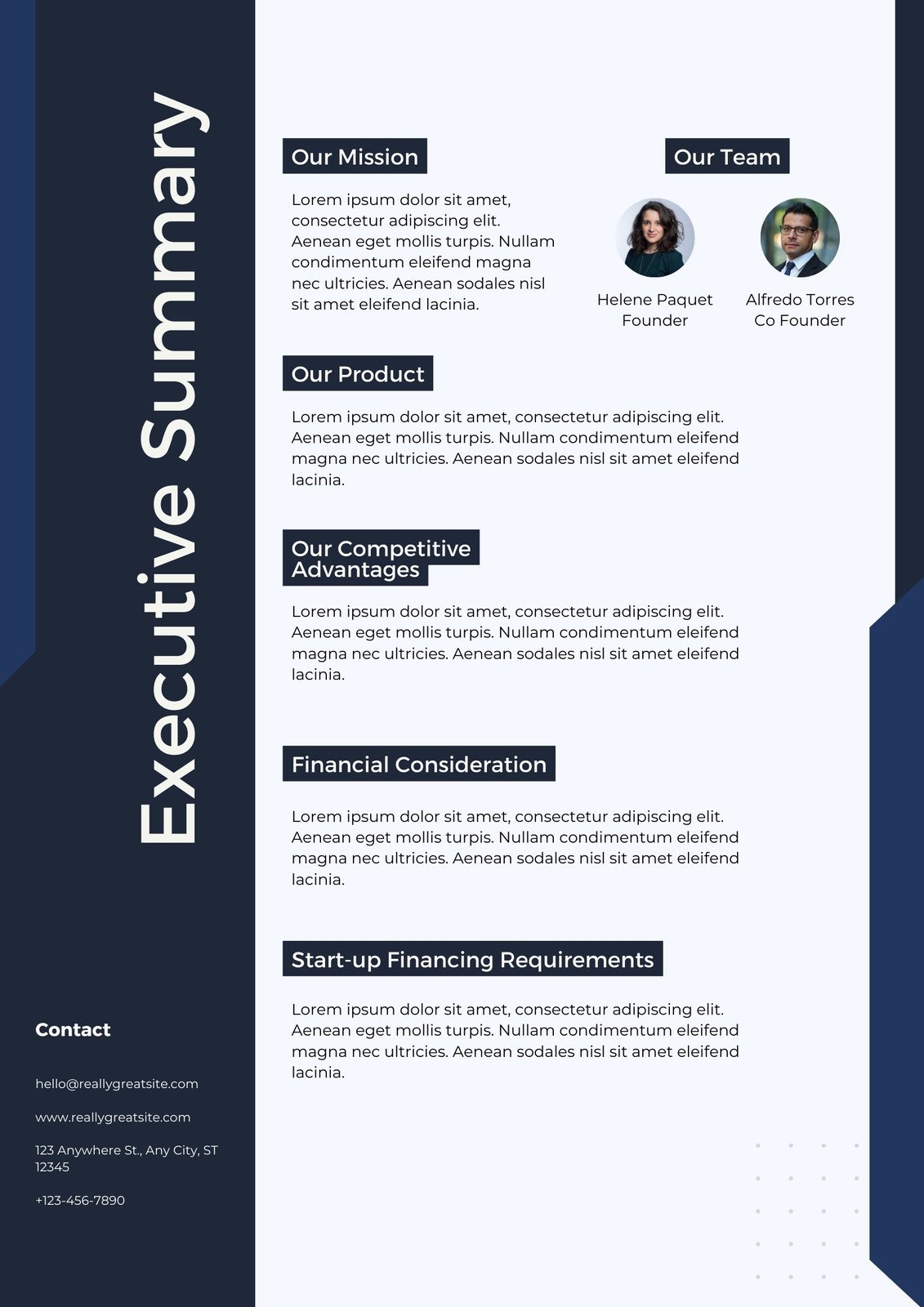 Sample Executive Summary Template