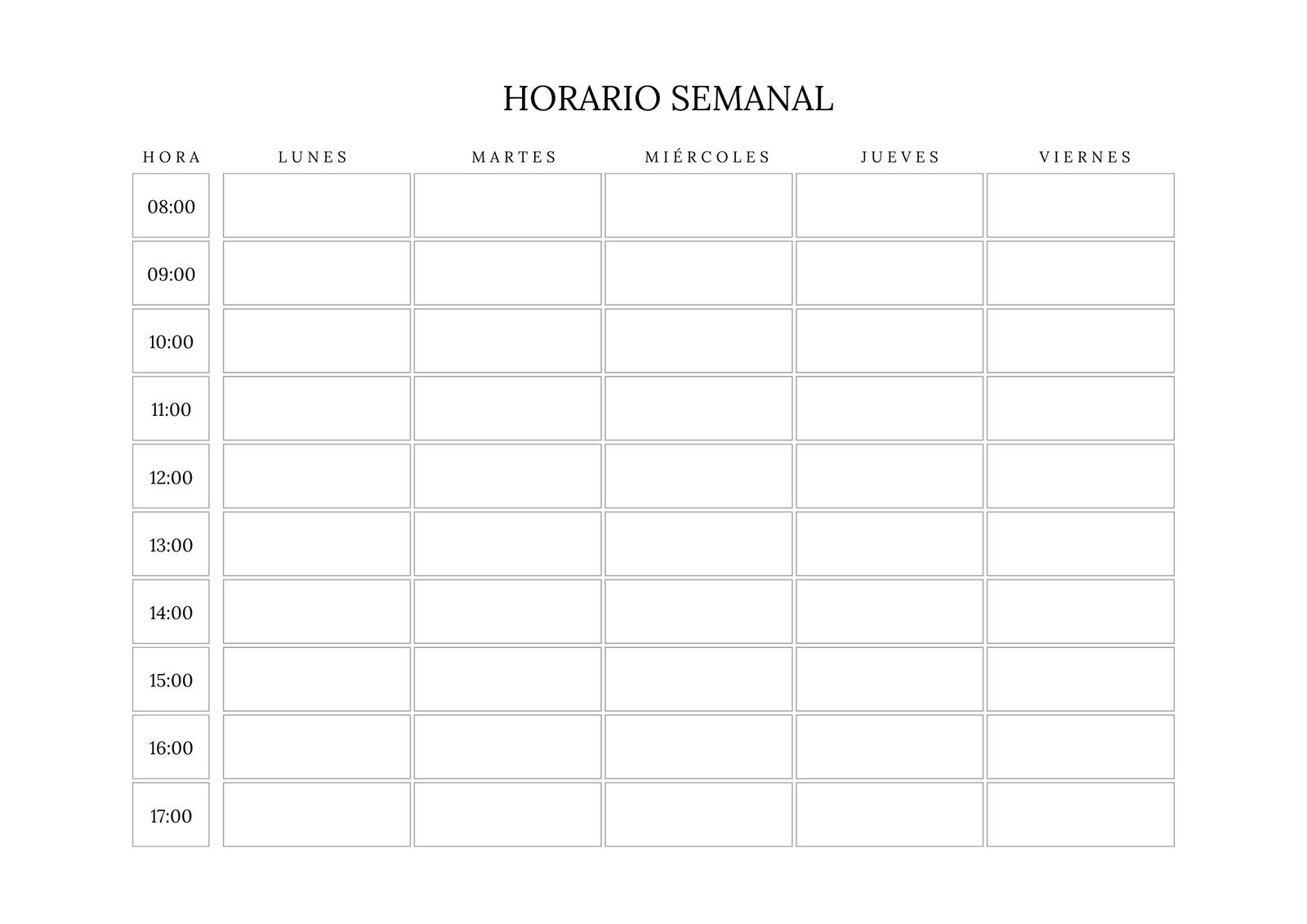 Plantilla De Horario Semanal