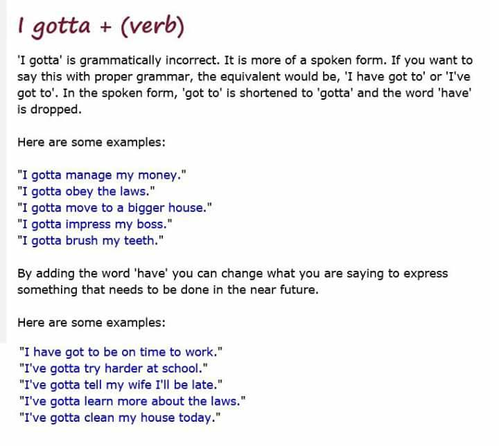 Gotta + Verb – Materials For Learning English