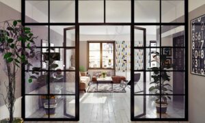 Beautiful Glass Partition For Living Room | DesignCafe