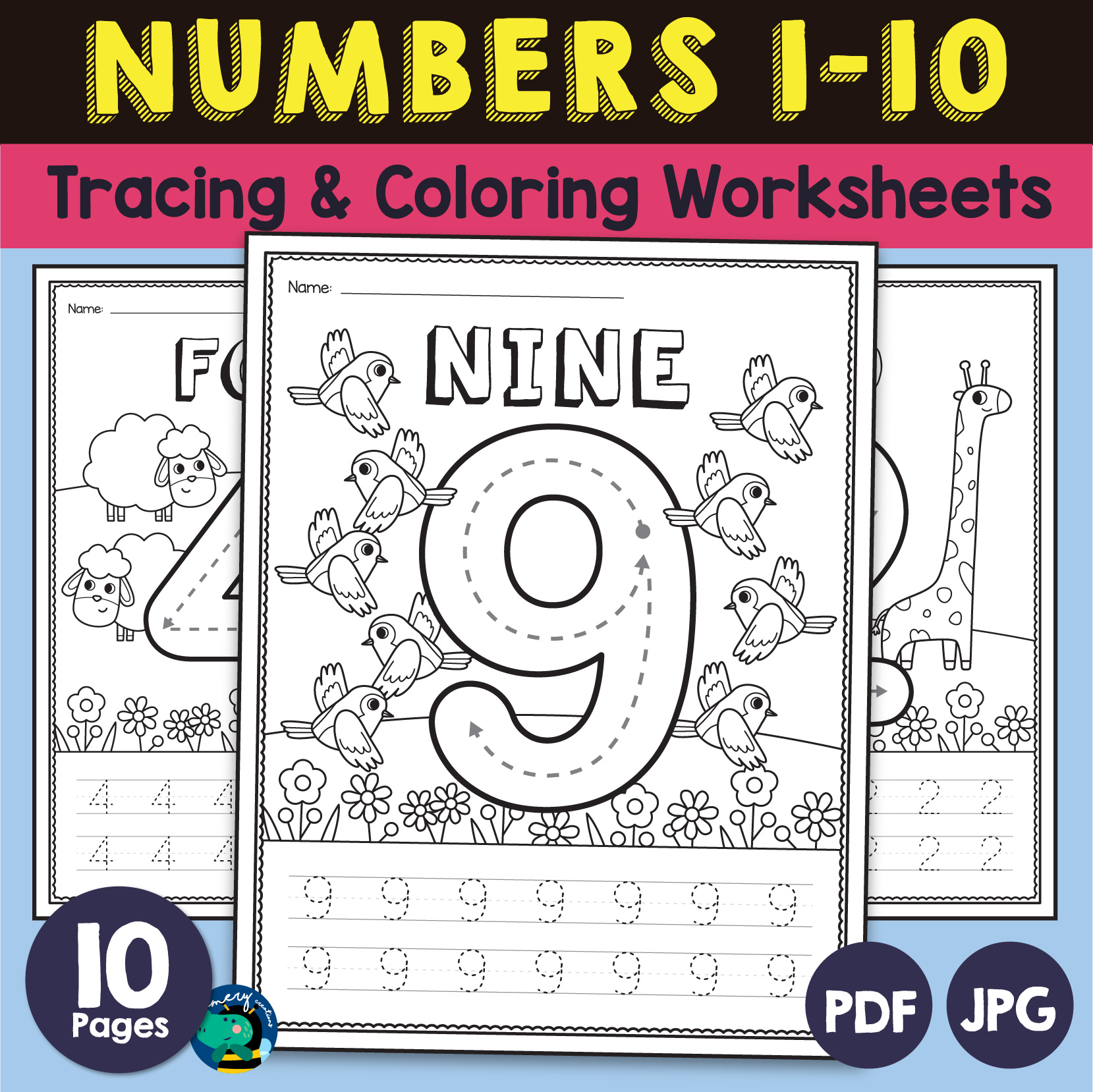Preschool Numbers 1-10 Worksheets| Tracing And Coloring| No-Prep| Made By Teachers