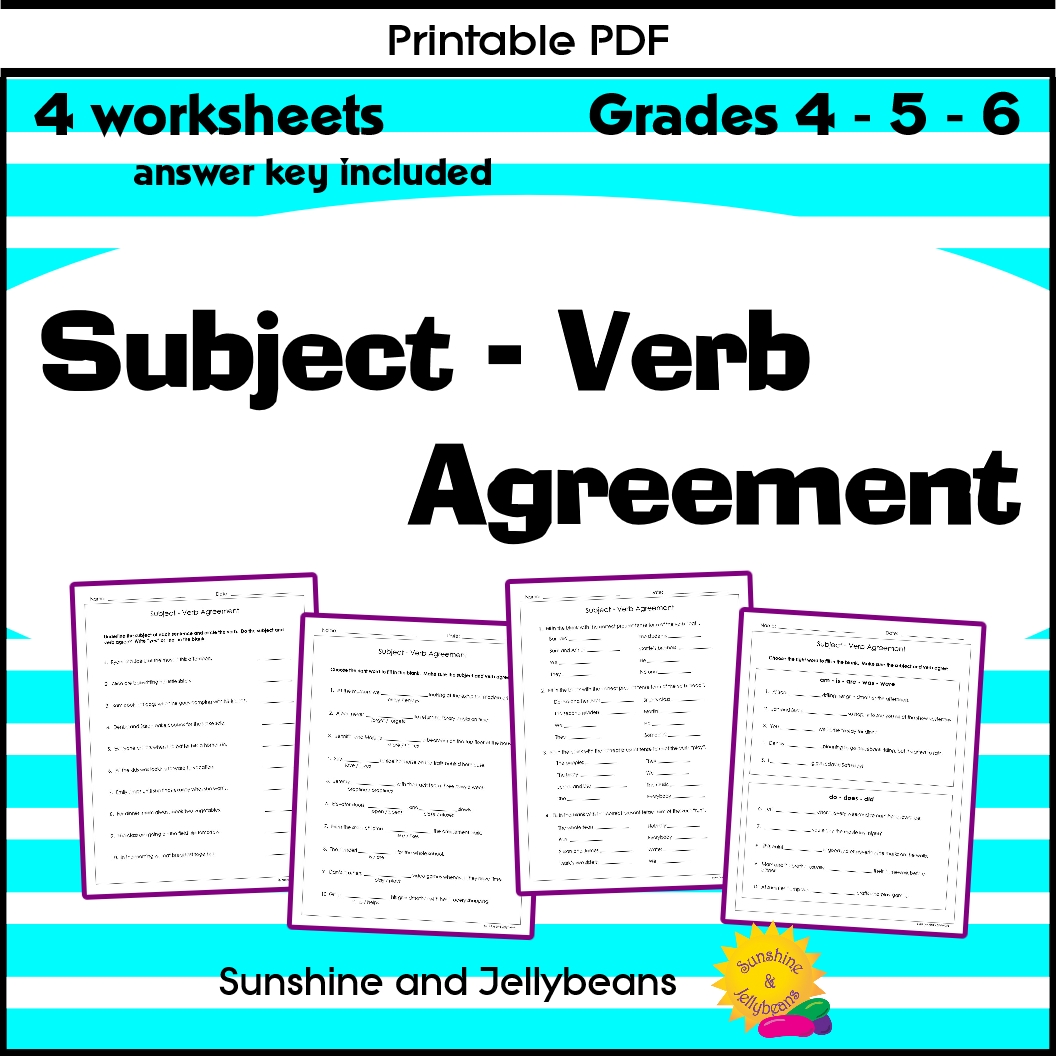 Subject-Verb Agreement - 4 Worksheets - Great Practice! - Grades 4-5-6| Made By Teachers