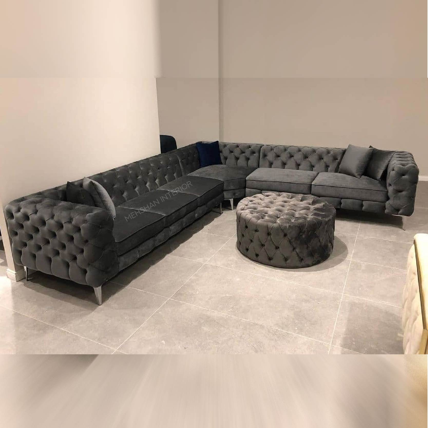 Black Design L-Shape Sofa - Mehshan Interiors