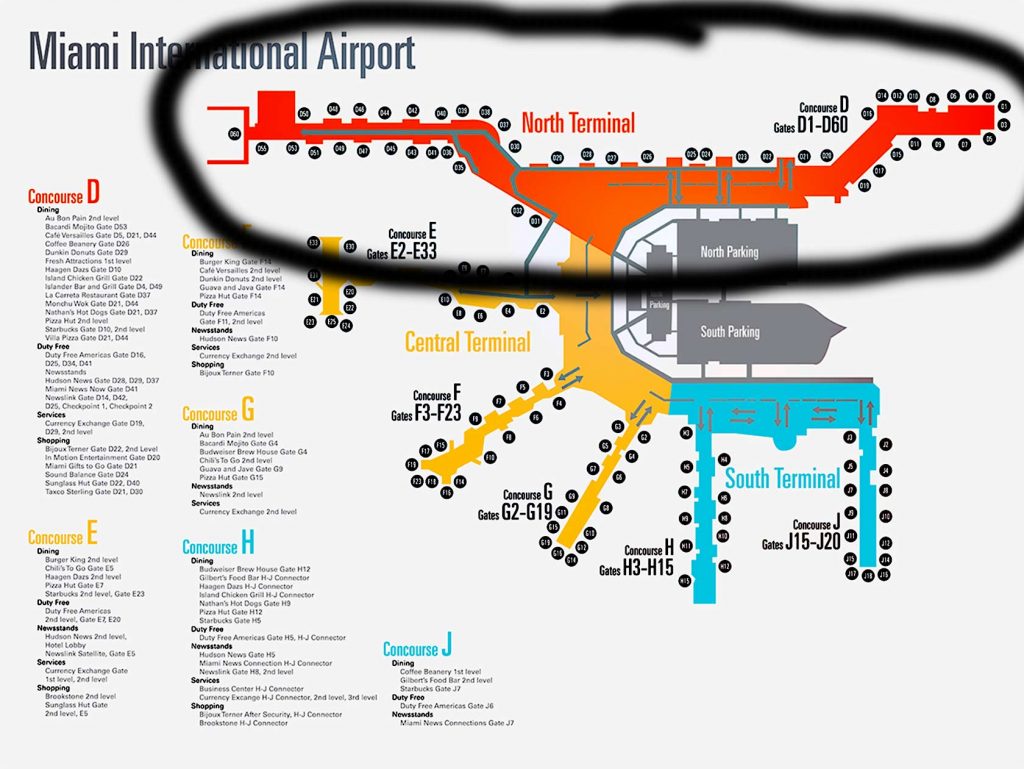 North Terminal Map Mia - Terminal Miami International Airport| Gate D
