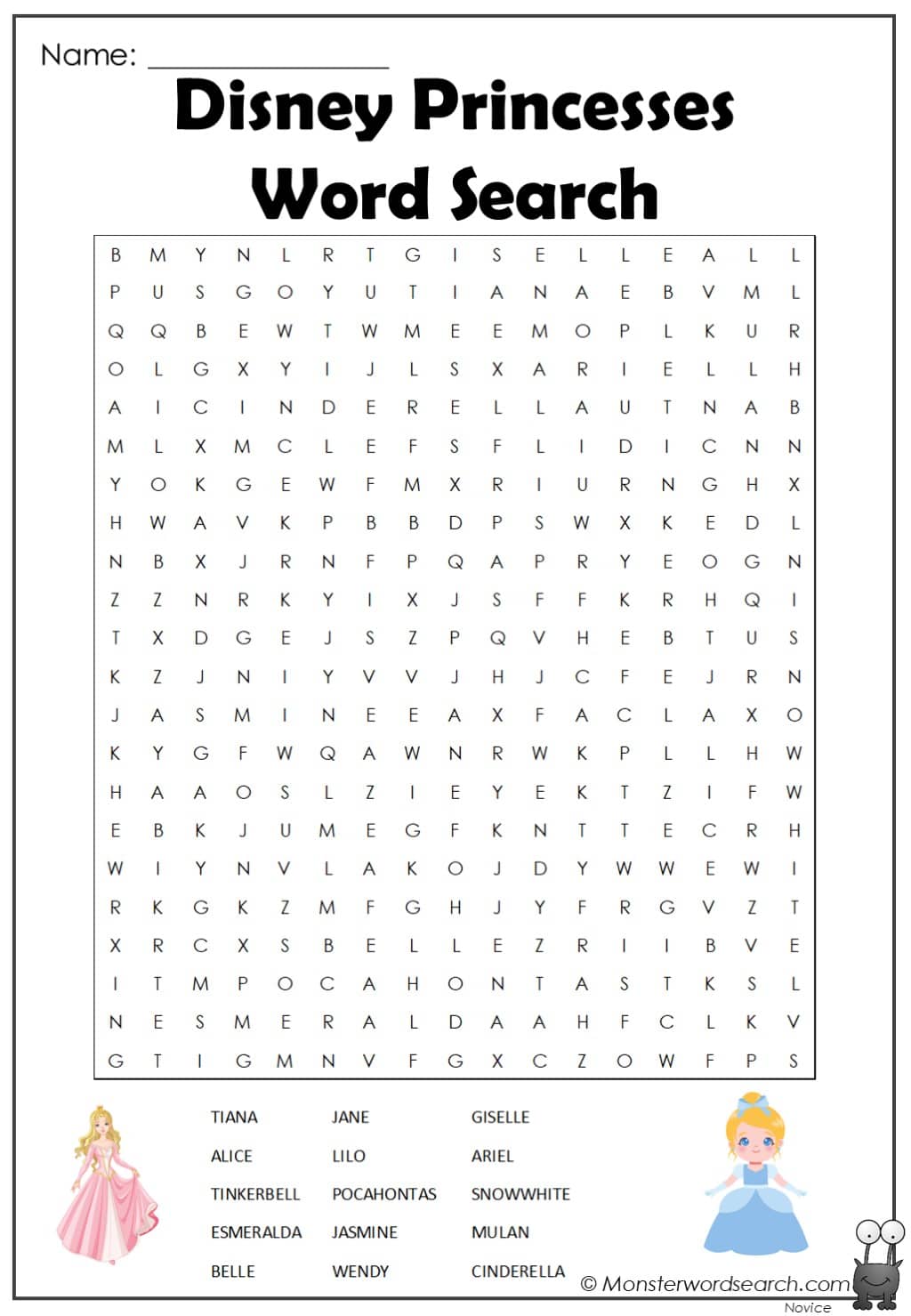 Disney Word Search Printable
