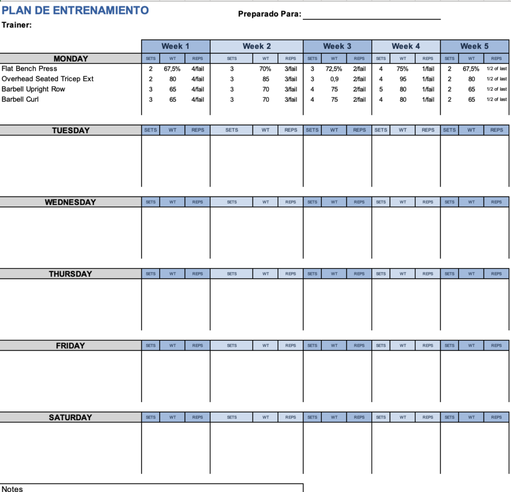 Plantilla De Rutina De Gimnasio Excel GRATIS &gt; Mundo-excel