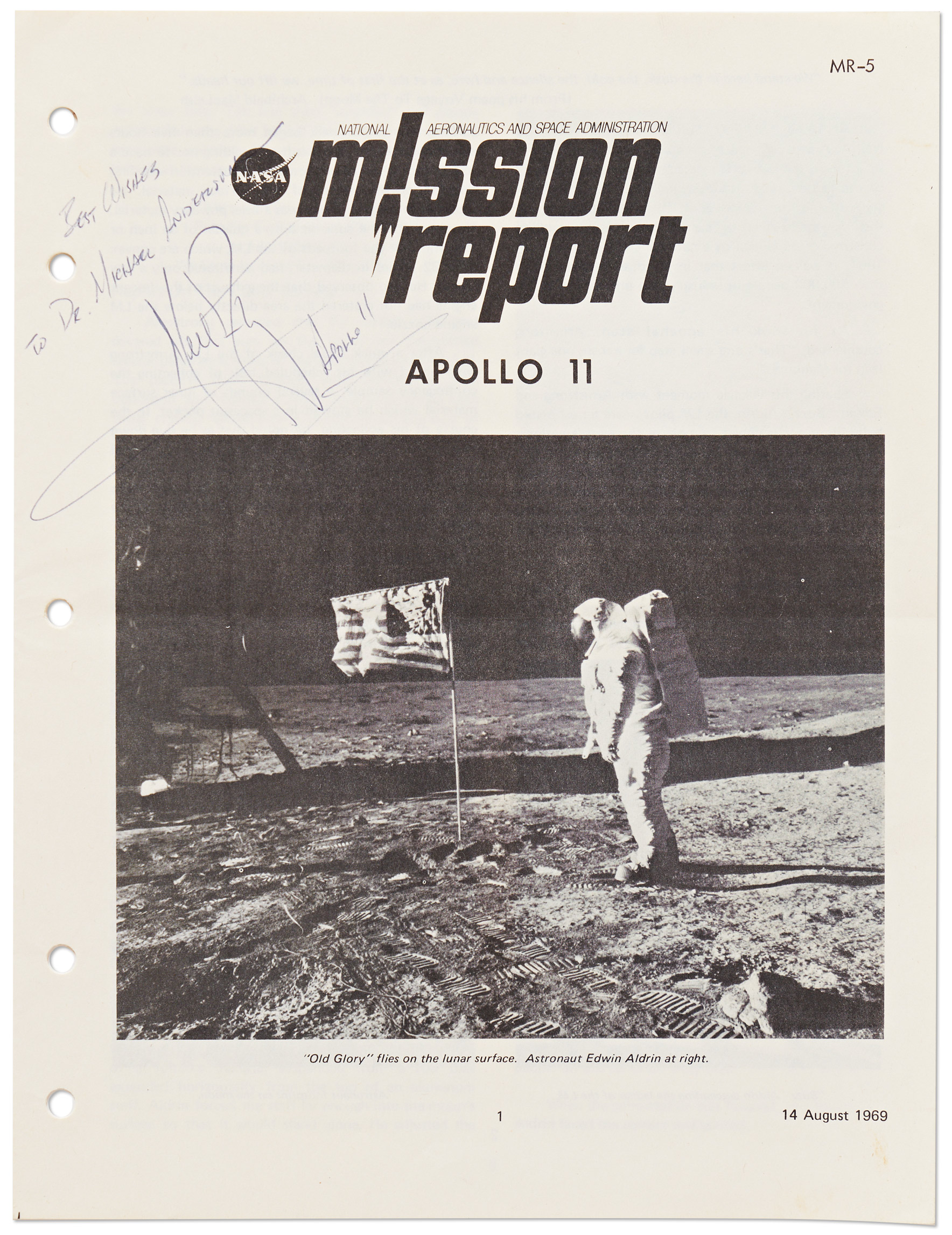 Lot Detail - Neil Armstrong Signed Apollo 11 Mission Report -- Armstrong Adds &#39;&#39;Apollo 11&#39;&#39; To...