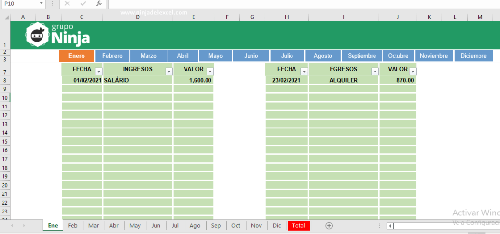 Plantilla De Ingresos Y Egresos Mensuales En Excel - Ninja Del Excel
