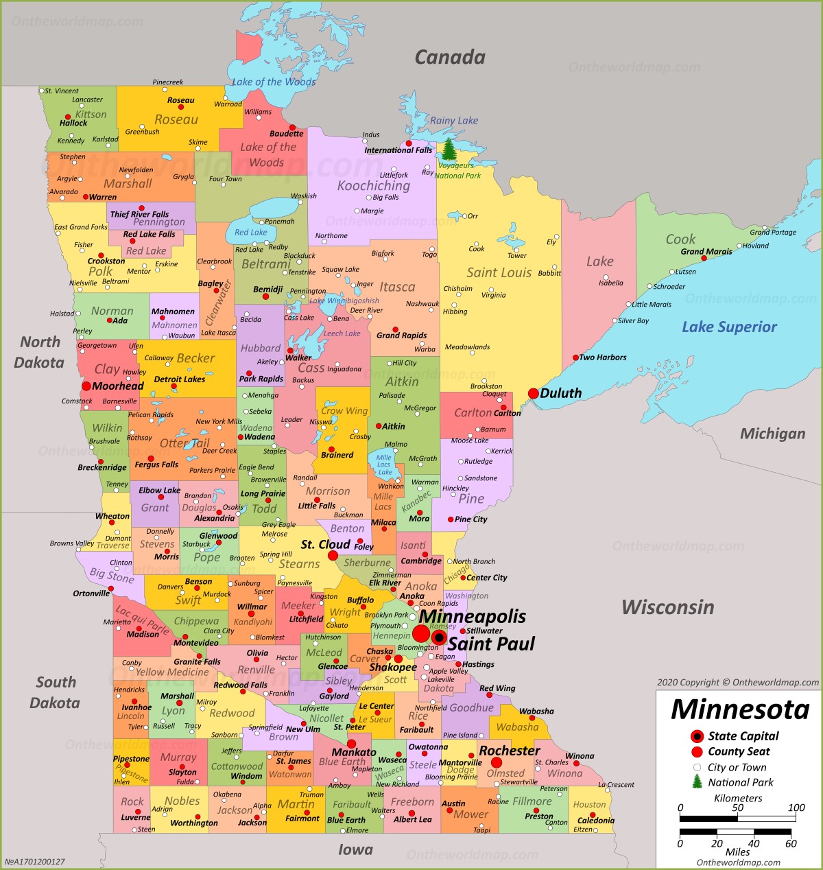 Minnesota State Map| USA| Maps Of Minnesota (MN)