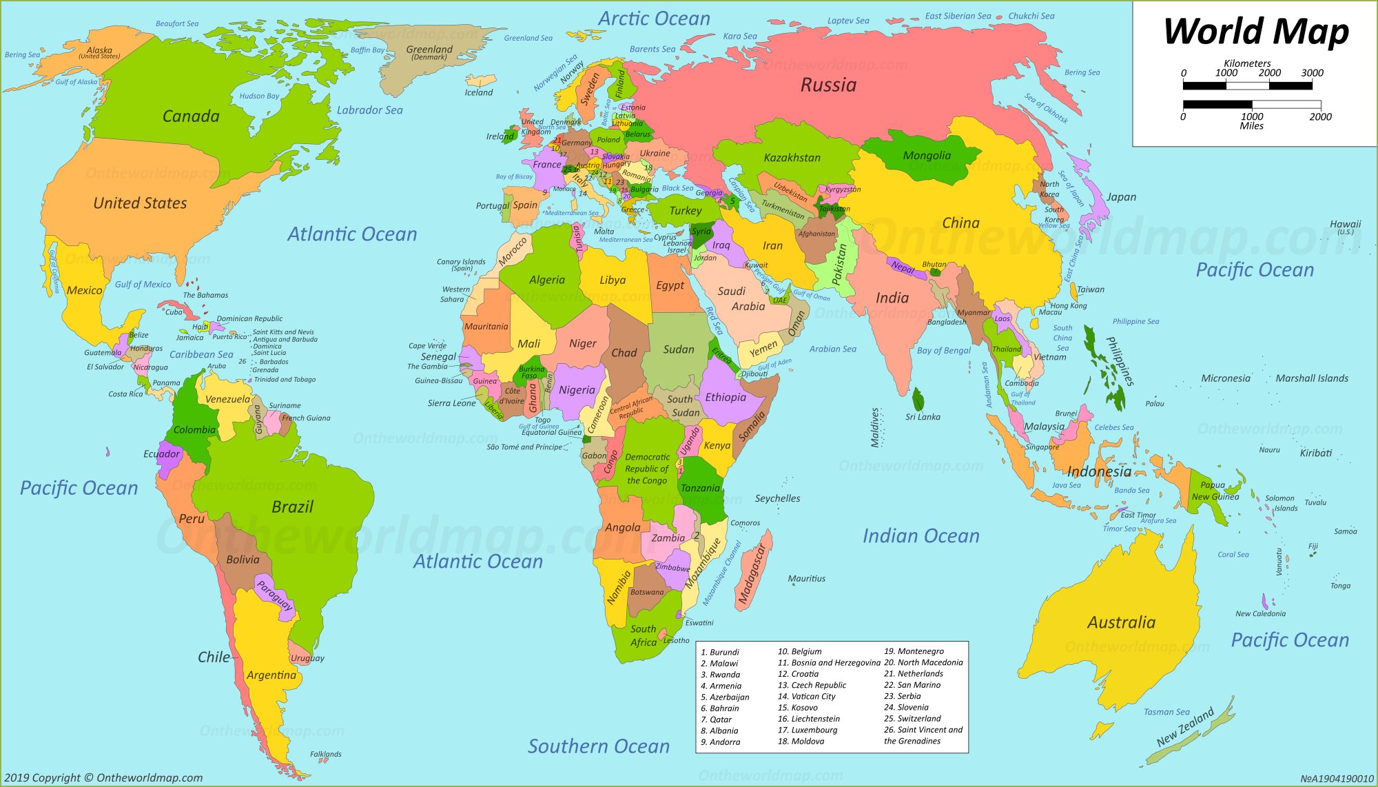 Map Showing Countries Of The World - United States Map