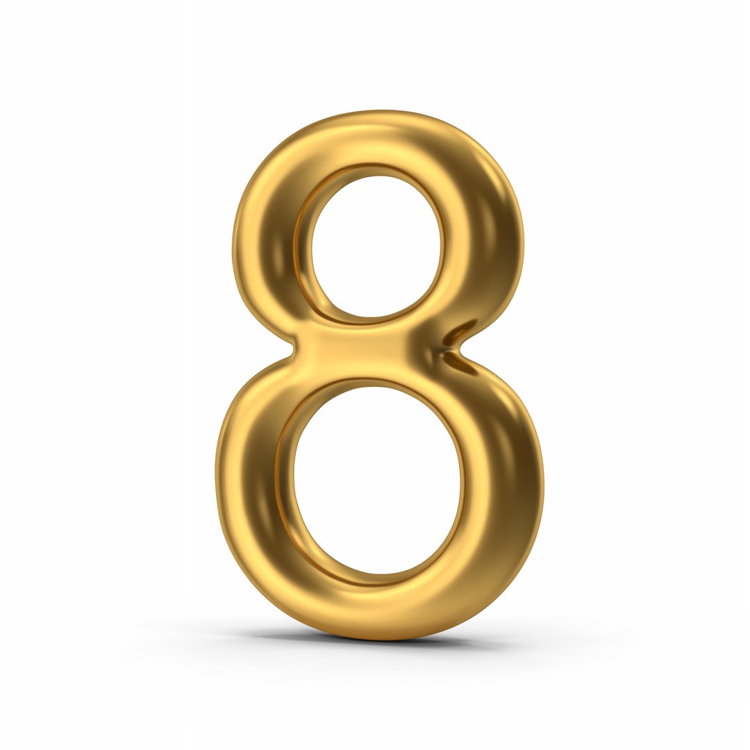 3D Number 8 Gold - TurboSquid 1866348