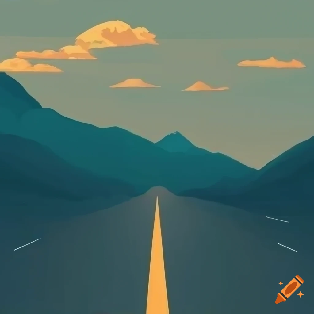 Minimalistic Highway Through Mountains On Craiyon