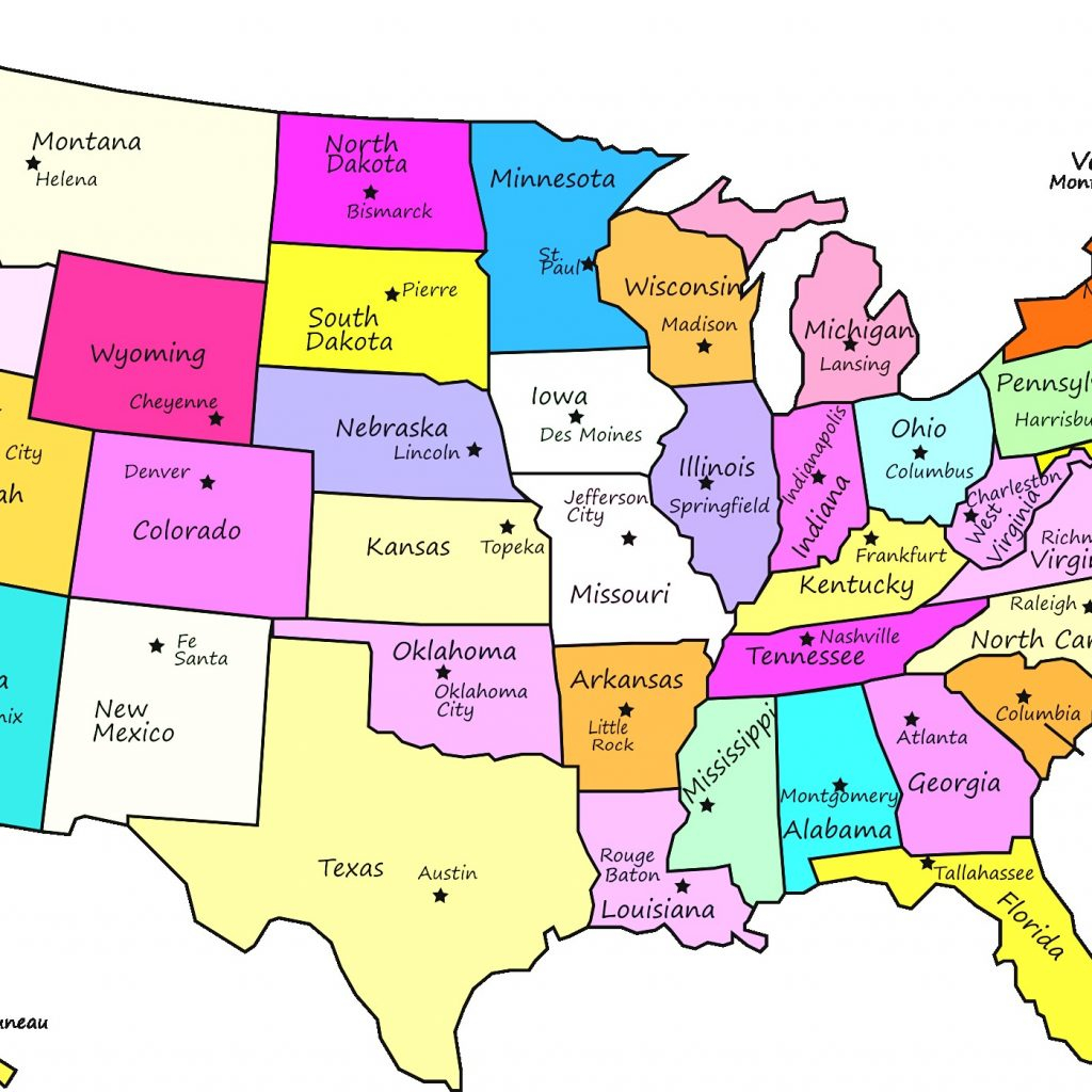 Map Of The United States Of America Labeled