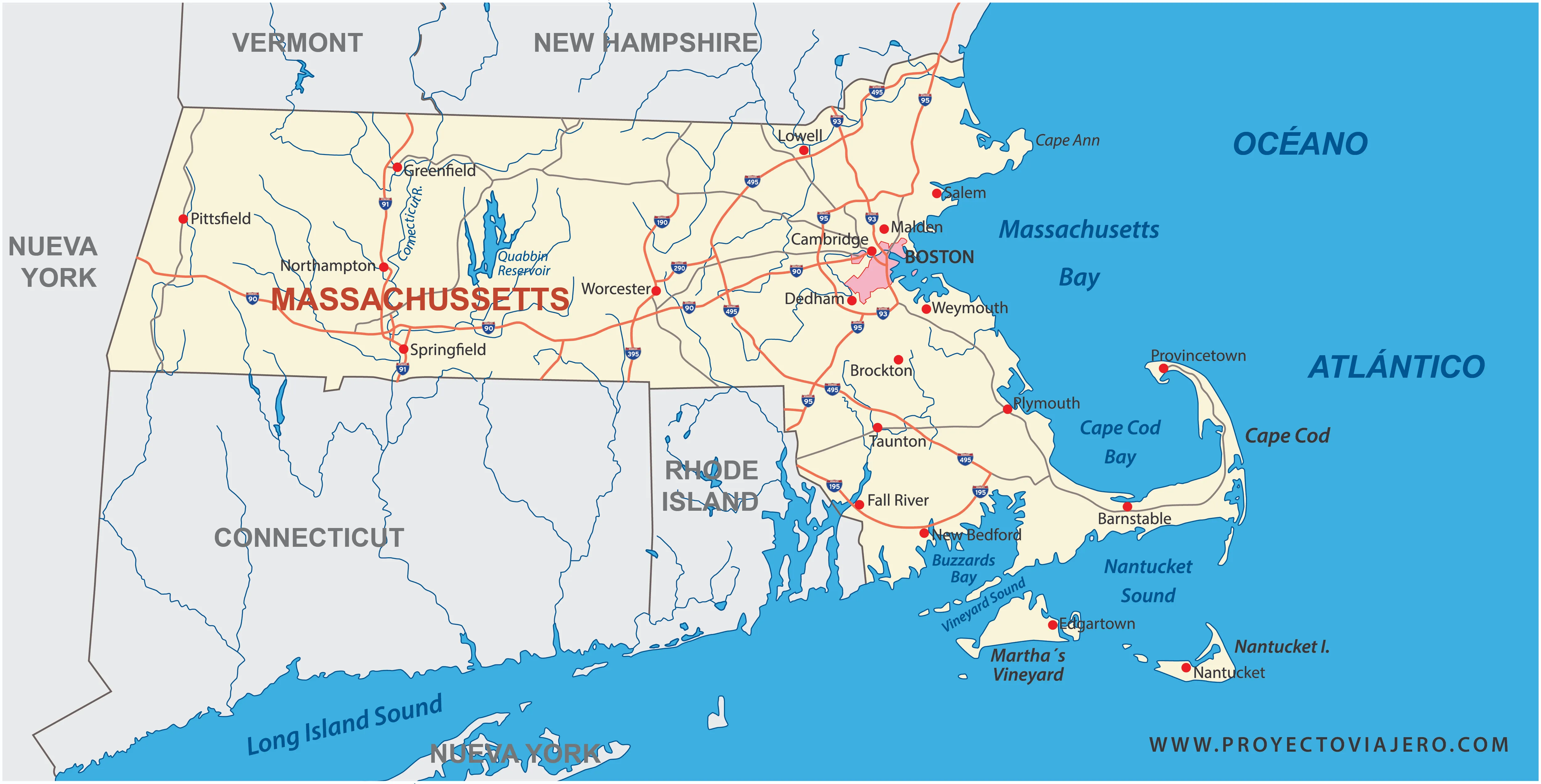 Mapas De Massachusetts - Estados Unidos