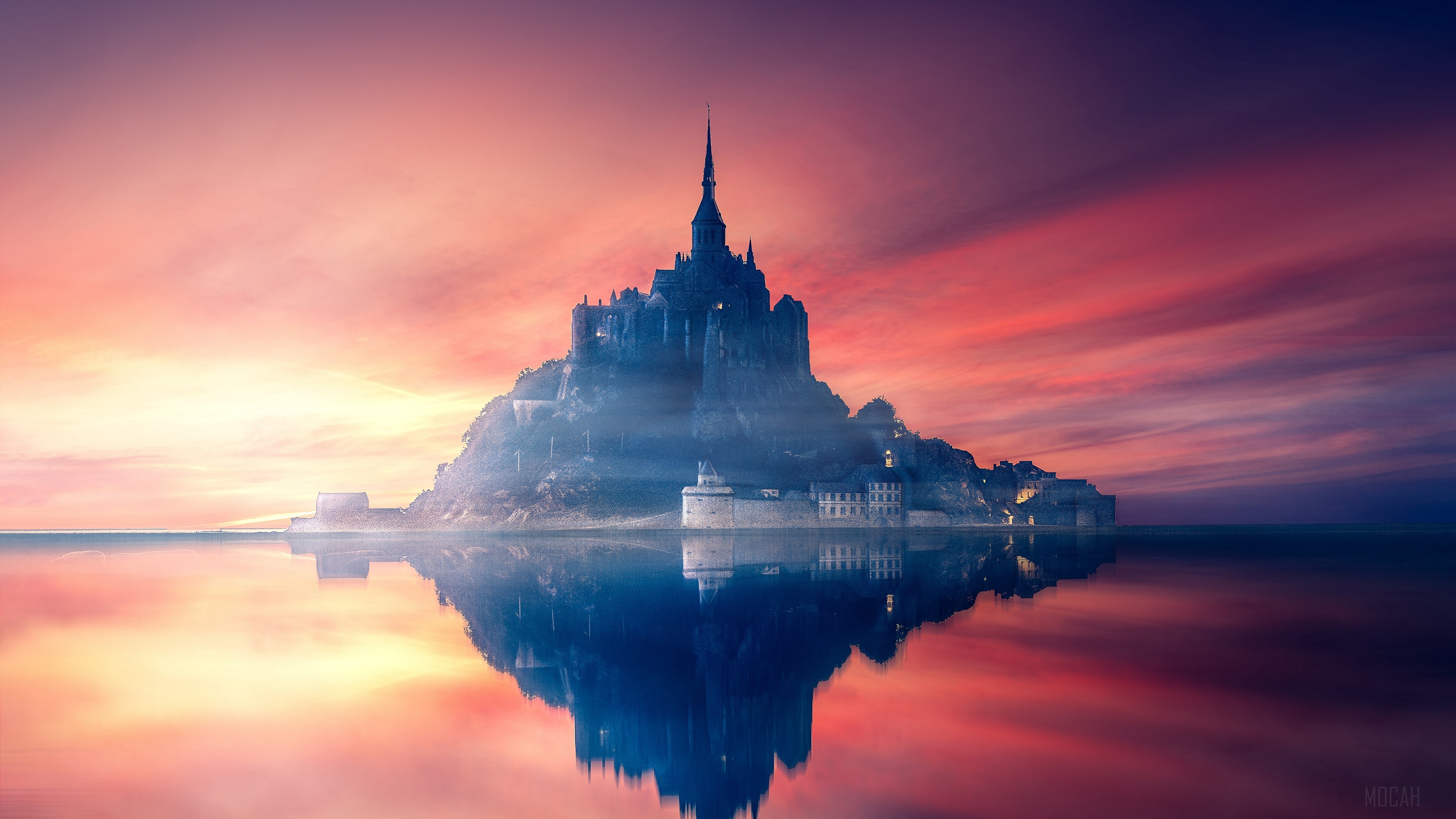 #731608 4K, Mont Saint Michel, France, Night, Stairs, HDR - Rare Gallery HD Wallpapers