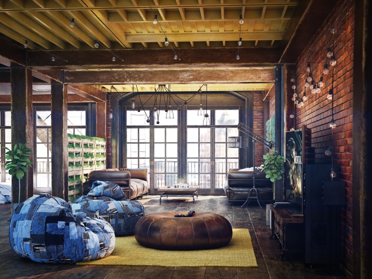 Loft Living Room Design With Modern Industrial Style - RooHome| Designs & Plans
