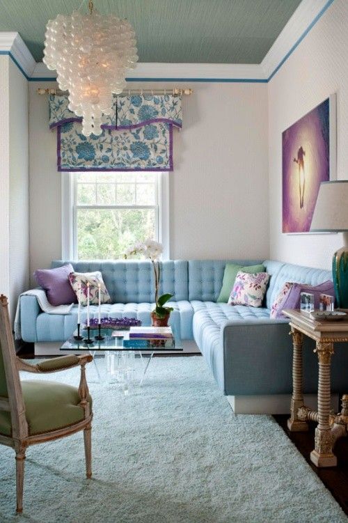 pastel-blue-green-purple-living-room. I&#39;m in love! | Beautiful Homes | Pinterest | Pastels ...