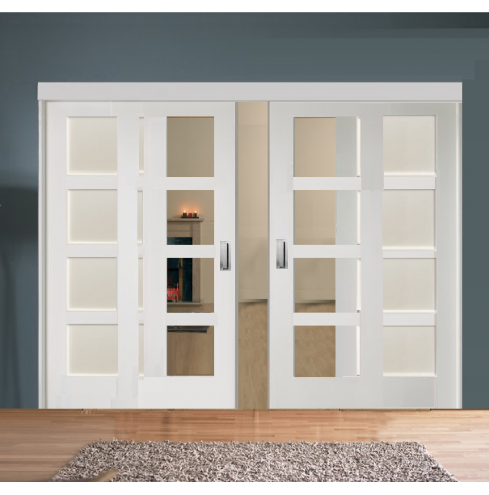 Sliding Room Divider with White Shaker Glazed & Solid Doors | Ideas For The Reno | Pinterest ...