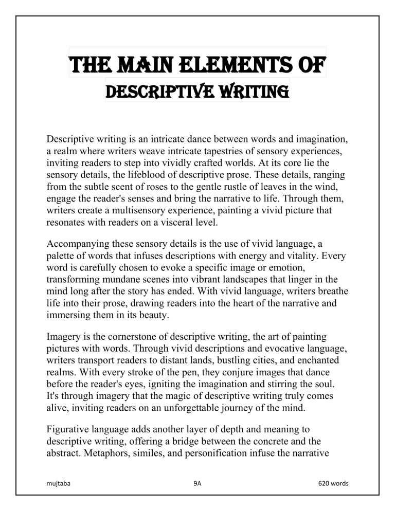 Descriptive Writing Elements