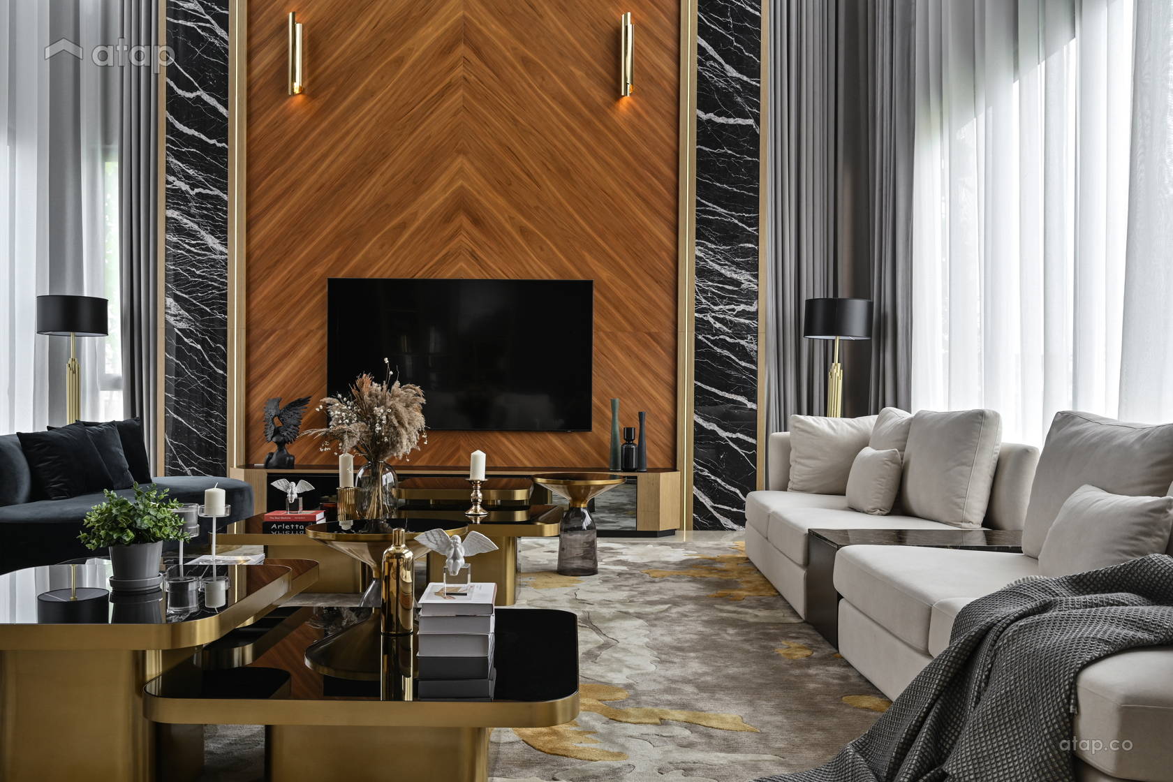 Classic Modern Living Room bungalow design ideas & photos Malaysia | Atap.co