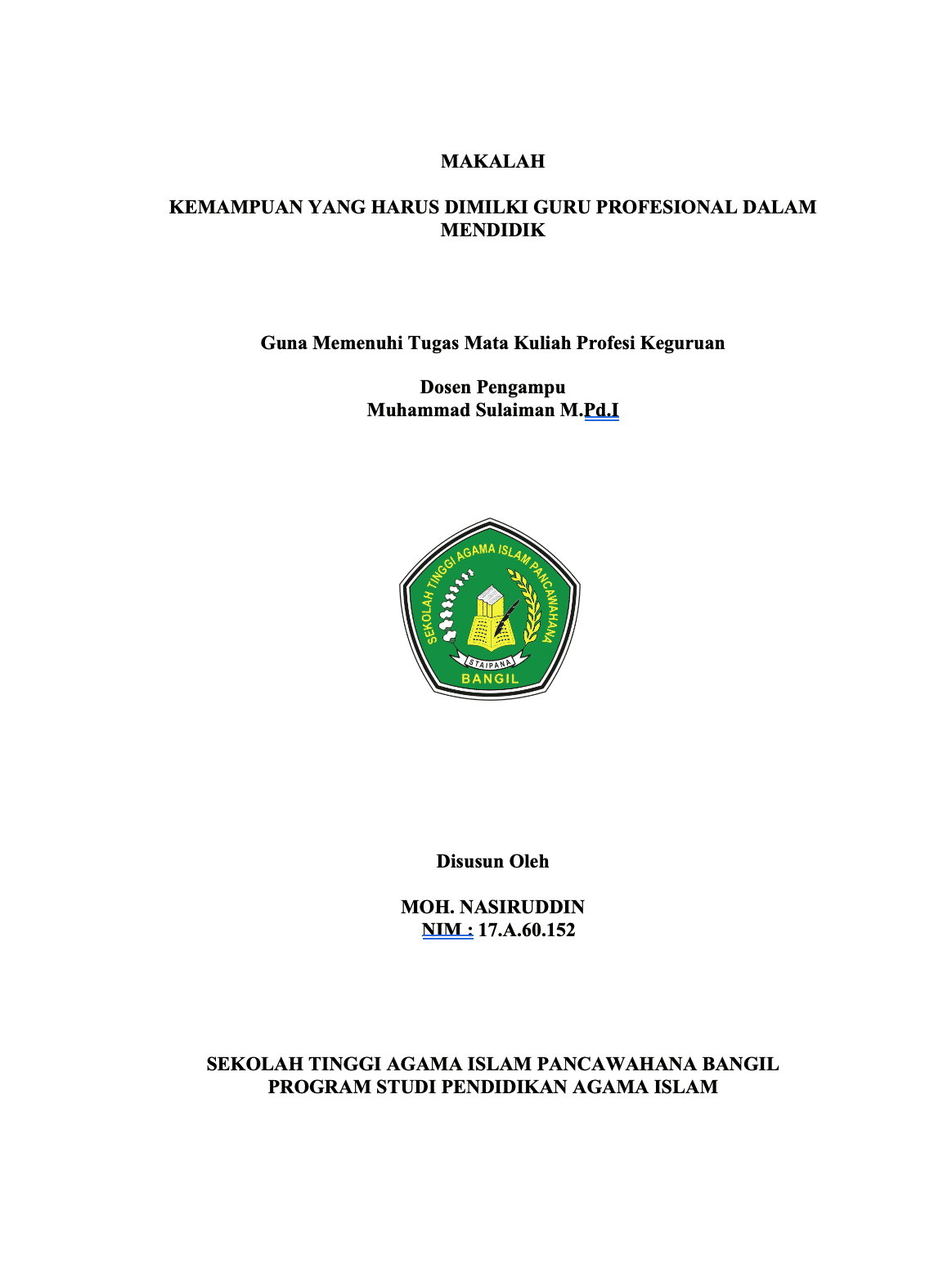 Contoh Makalah Mahasiswa