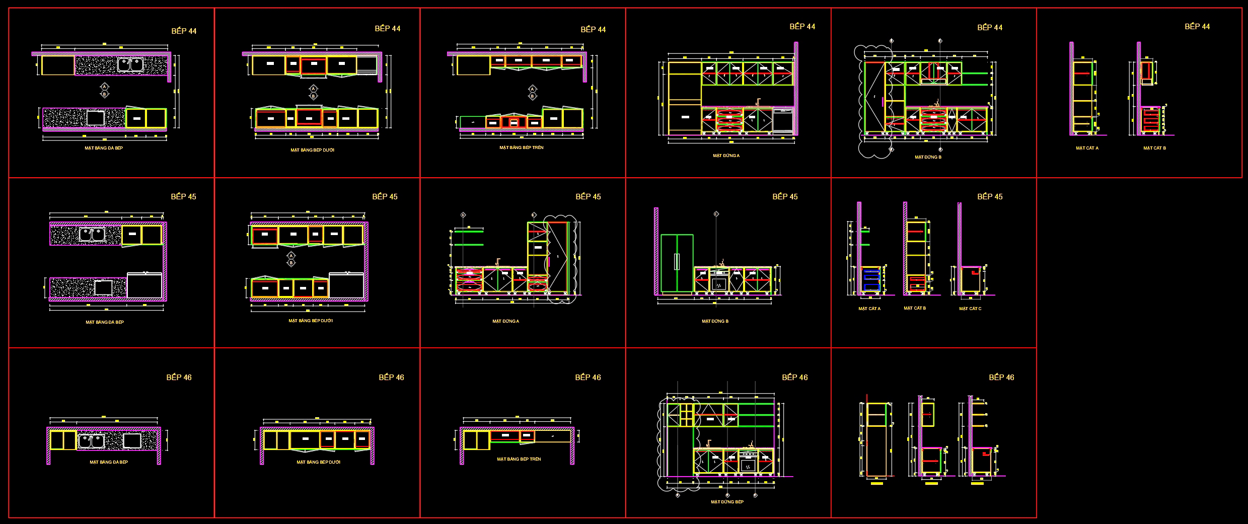 97.CAD technical drawings of kitchen cabinets for the house