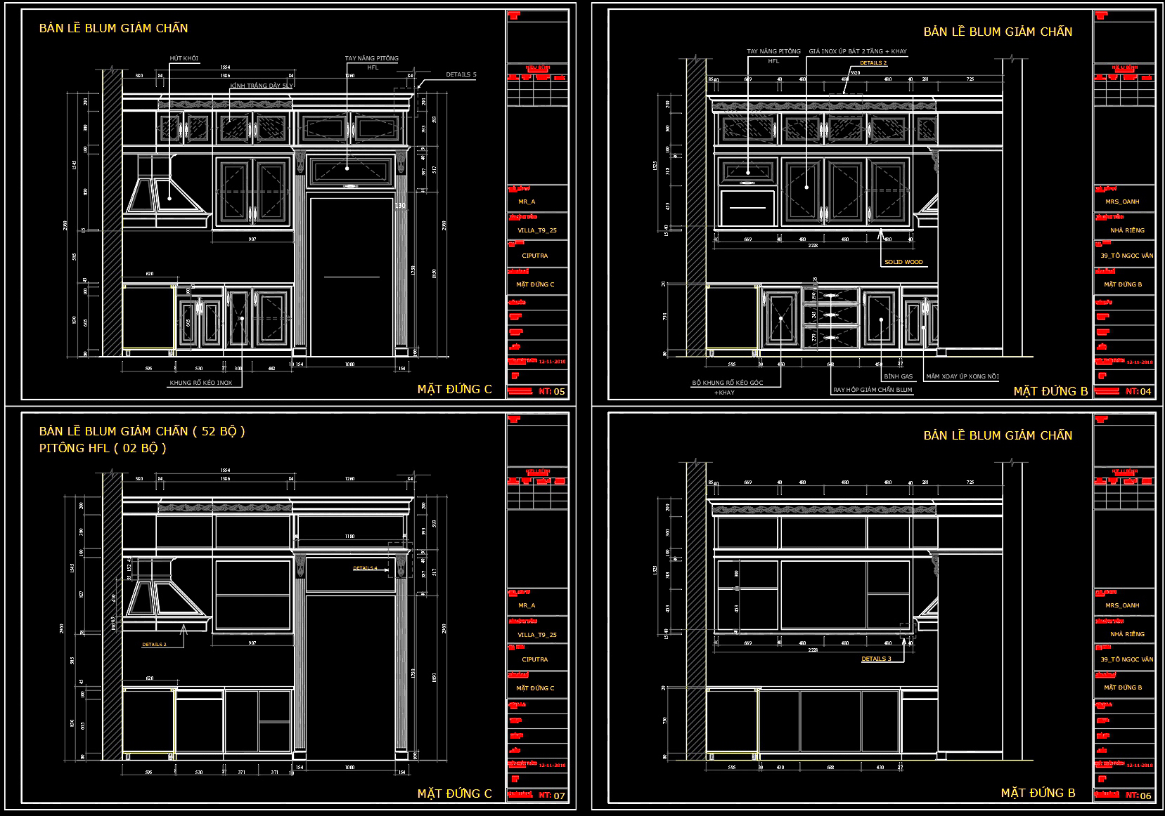 108. CAD technical drawings of kitchen cabinets for the house