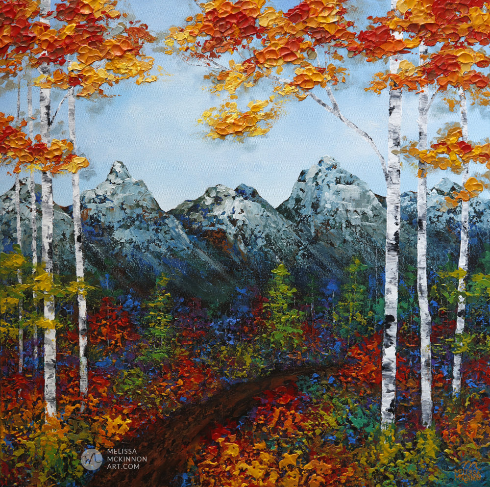 Fall Aspen Trees Abstract Art Landscape Painting - campestre.al.gov.br