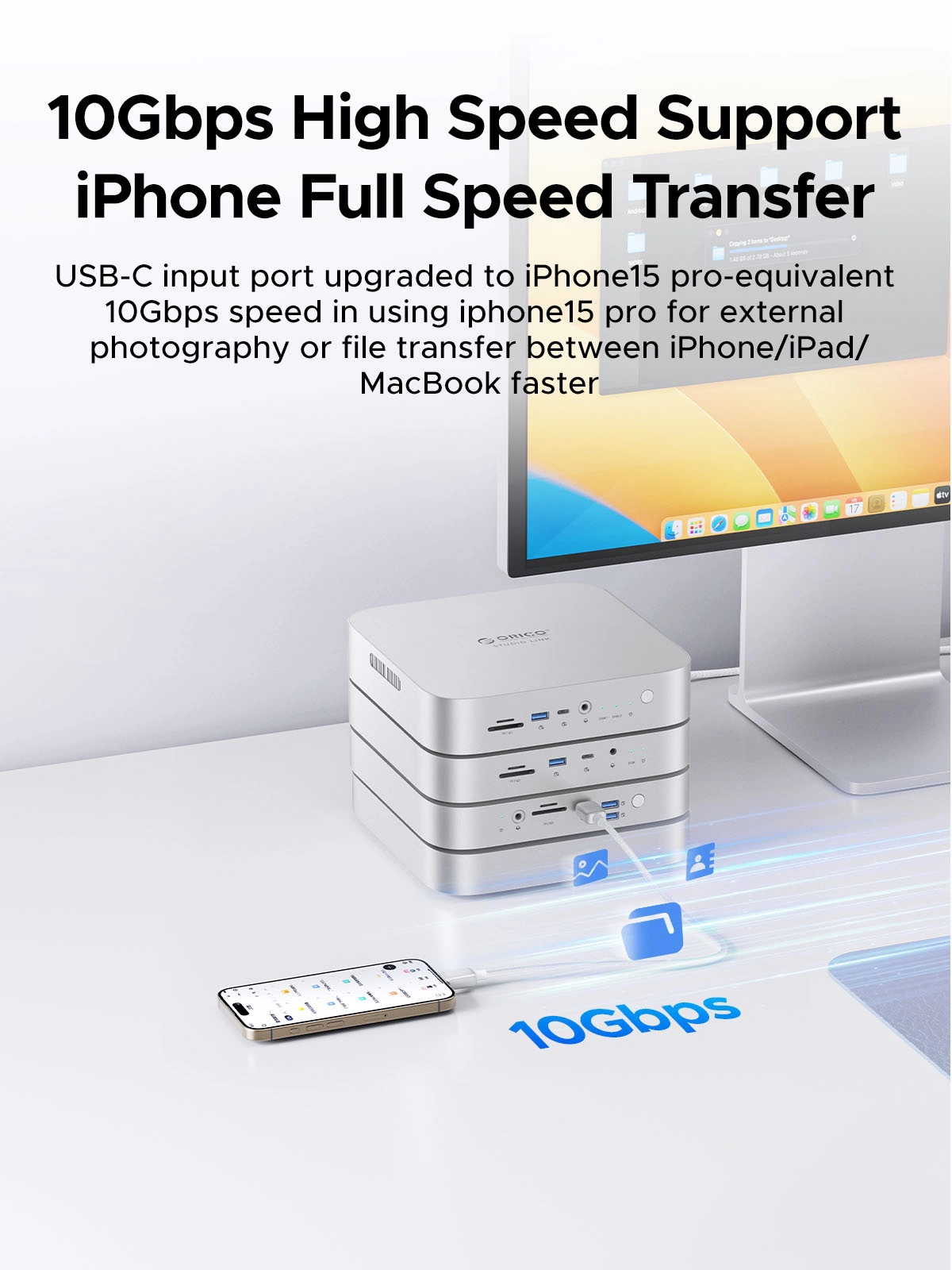 ORICO StudioLink 10-in-1 Docking Station with M.2 NVMe & NGFF & 2.5-in
